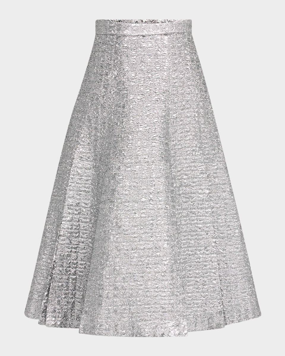 Kenzie Metallic Seersucker Midi Skirt